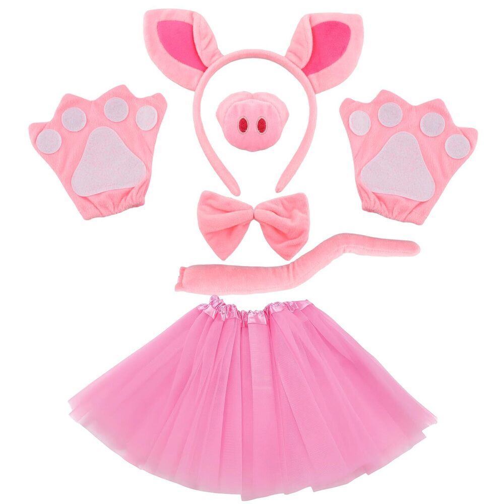 7971 Pink Pig 7 Piece Animal Costume Set With Ears Headband